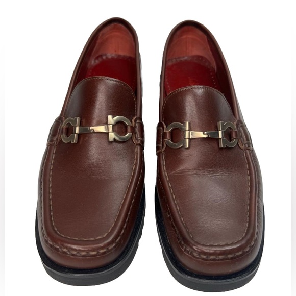 SALVATORE‎ FERRAGAMO SPORT Italy Made 🇮🇹 Gancini Ornament Loafers Sz 8.5B - Picture 1 of 15